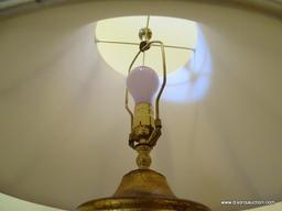 (FOYER) LAMP; COMPOSITION GOLD TONED LAMP WITH SHADE- 30 IN H