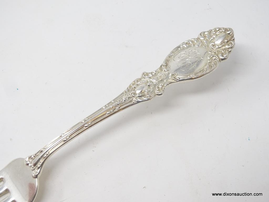 (12) EMBOSSED & MONOGRAMMED DINNER FORKS; MARKED RWZ STERLING. MEASURES 7-1/2" LONG. WEIGHS APPROX.