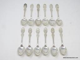 (12) STERLING EMBOSSED & MONOGRAMMED SPOONS; MARKED RWZ. MEASURES 5-3/4" LONG. WEIGHS APPROX. 8.38