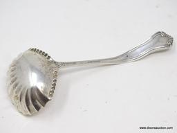 DANIEL LOW & CO. STERLING EMBOSSED & MONOGRAMMED GRAVY LADLE; MEASURES 7-1/4" LONG. WEIGHS APPROX.