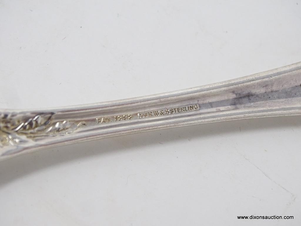 (2) STERLING RWZ EMBOSSED & MONOGRAMMED SERVING SPOONS; ROSE PATTERN. MEASURES 8-1/4" LONG. WEIGHS