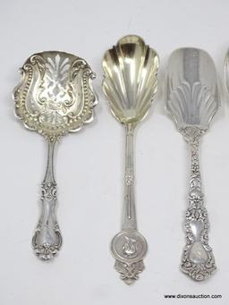 LOT OF (5) MISC. STERLING SILVER FLATWARE PIECES; VARIOUS DIFFERENT MAKERS. TOTAL WEIGHT OF THE LOT