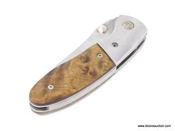 CLIP POINT POCKET KNIFE; CLIP POINT STAINLESS POCKET KNIFE WITH METAL BELT CLIP, COMES IN A DARK