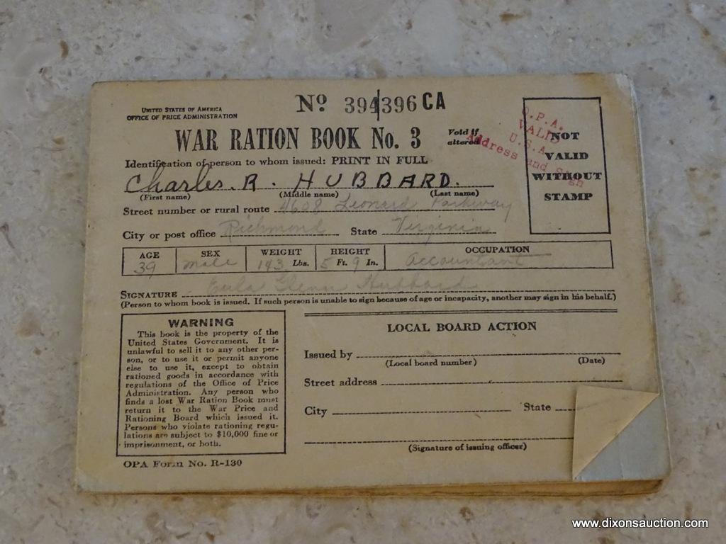 SET OF WAR RATION BOOKS; COMPLETE SET OF WAR RATION BOOKS ONE-FOUR ALL ISSUED TO THE SAME PERSON.