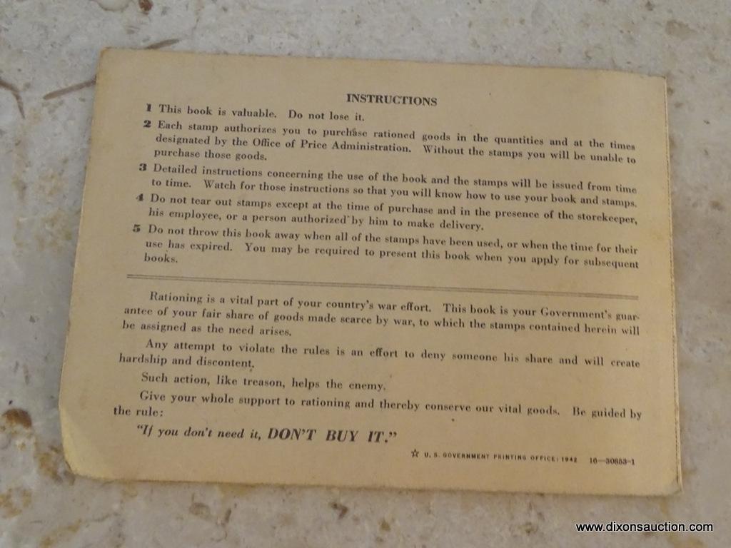 SET OF WAR RATION BOOKS; COMPLETE SET OF WAR RATION BOOKS ONE-FOUR ALL ISSUED TO THE SAME PERSON.