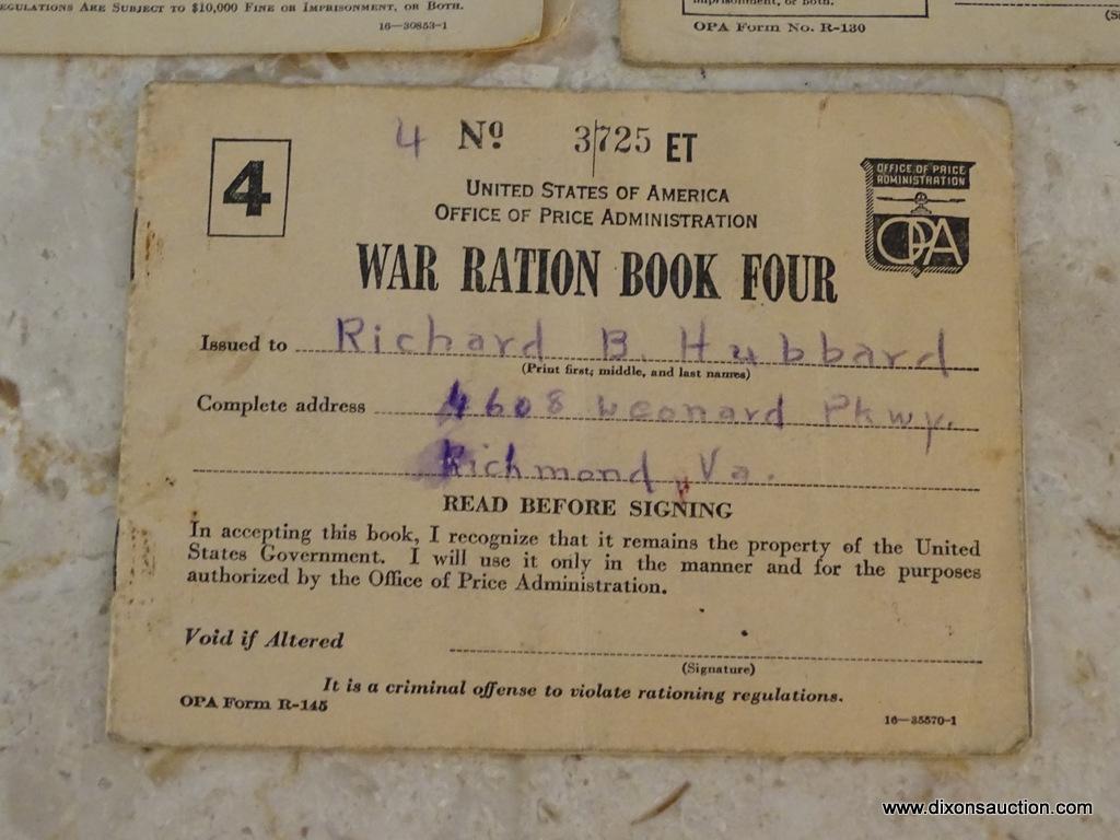 SET OF WAR RATION BOOKS; COMPLETE SET OF WAR RATION BOOKS ONE-FOUR ALL ISSUED TO THE SAME PERSON.