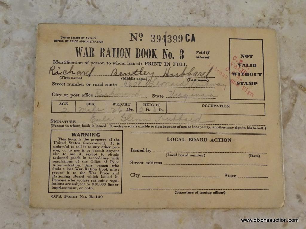 SET OF WAR RATION BOOKS; COMPLETE SET OF WAR RATION BOOKS ONE-FOUR ALL ISSUED TO THE SAME PERSON.