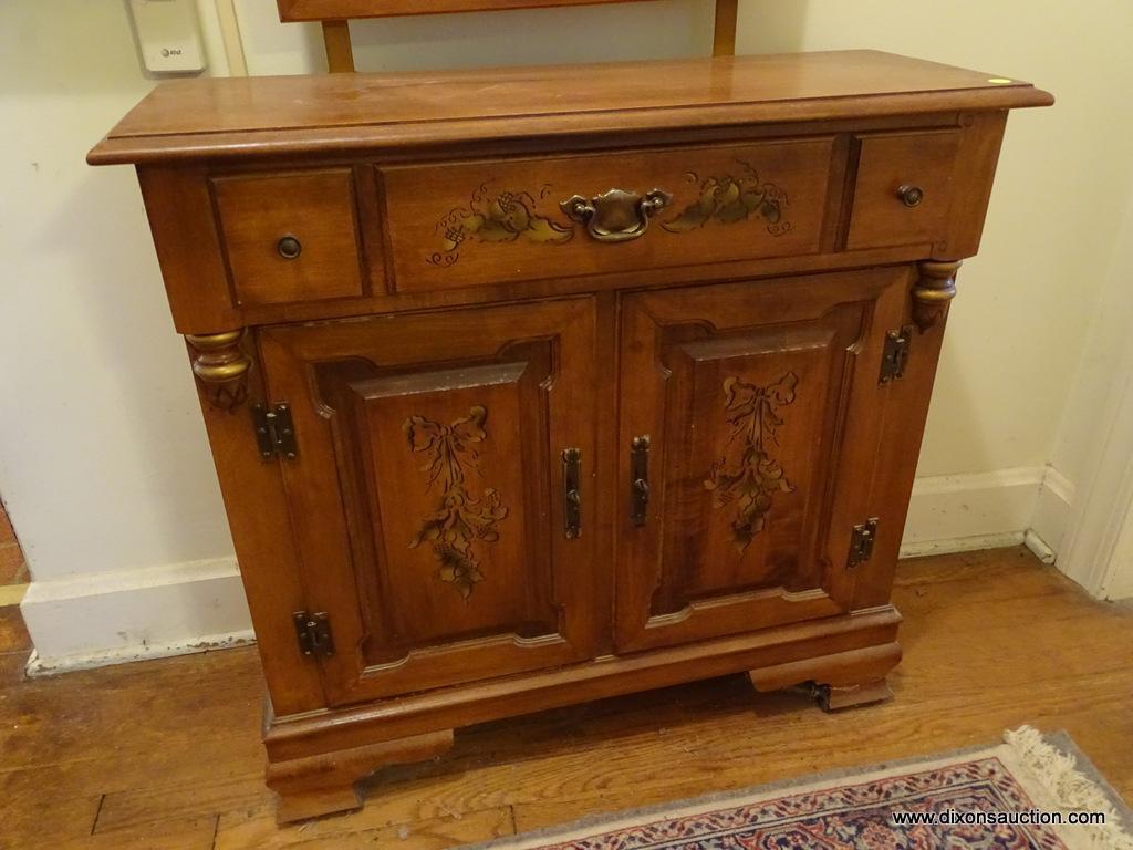 (HALL) YOUNG REPUBLIC MAPLE DRESSER WITH VANITY; VINTAGE HARD ROCK MAPLE WOOD DRESSER WITH ATTACHED