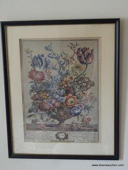 (FAM) LOT OF TWELVE MONTHS OF FLOWERS PRINTS; 4 PIECE LOT OF PIETER CASTEELS AND H FLETCHER TWELVE