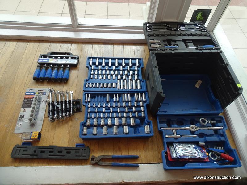 KOBALT 4 DRAWER SOCKET+WRENCH SET, APPROX. 140 PIECES INCLUDING WRENCHES SOCKETS, ALLEN KEYS, AND