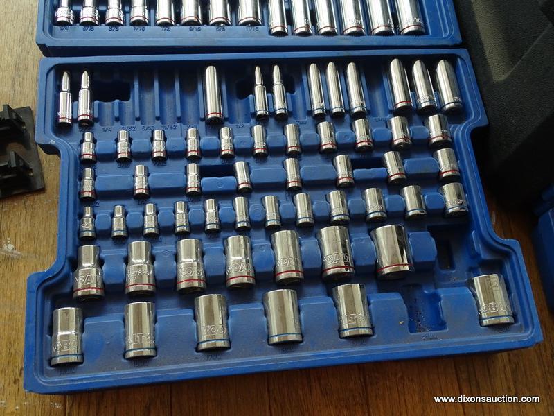 KOBALT 4 DRAWER SOCKET+WRENCH SET, APPROX. 140 PIECES INCLUDING WRENCHES SOCKETS, ALLEN KEYS, AND