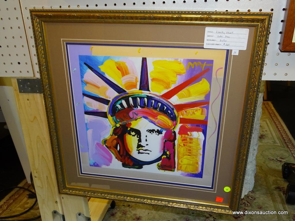 GICLEE LADY LIBERTY FRAMED PRINT; "LIBERTY GHOST" GICLEE PRINT BY PETER MAX OF THE STATUE OF LIBERTY