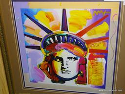 GICLEE LADY LIBERTY FRAMED PRINT; "LIBERTY GHOST" GICLEE PRINT BY PETER MAX OF THE STATUE OF LIBERTY