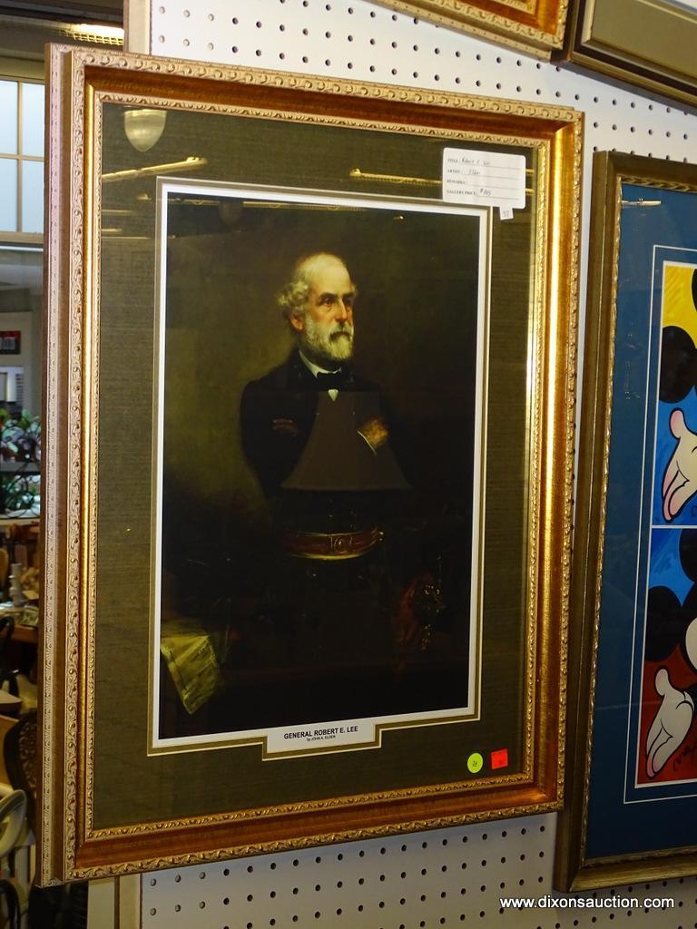 FRAMED CIVIL WAR PRINT; GENERAL ROBERT E. LEE FRAMED PRINT BY JOHN A. ELDER. HAS THE TITLE AND