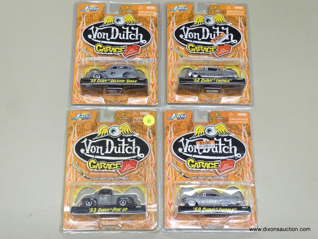 LOT OF VON DUTCH GARAGE DIECAST CARS; 4 PIECE LOT OF JADA TOYS VON DUTCH GARAGE MODEL CARS TO