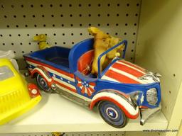 LOT OF ASSORTED MODEL TRUCKS; 3 PIECE LOT TO INCLUDE A TELEFLORA BLUE FORD CERAMIC TRUCK, A CERAMIC