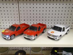 LOT OF CHEVY MODEL TRUCKS; 3 PIECE LOT OF 2012 CHEVY SILVERADO MODEL TRUCKS WITH SOUND EFFECTS, HEAD
