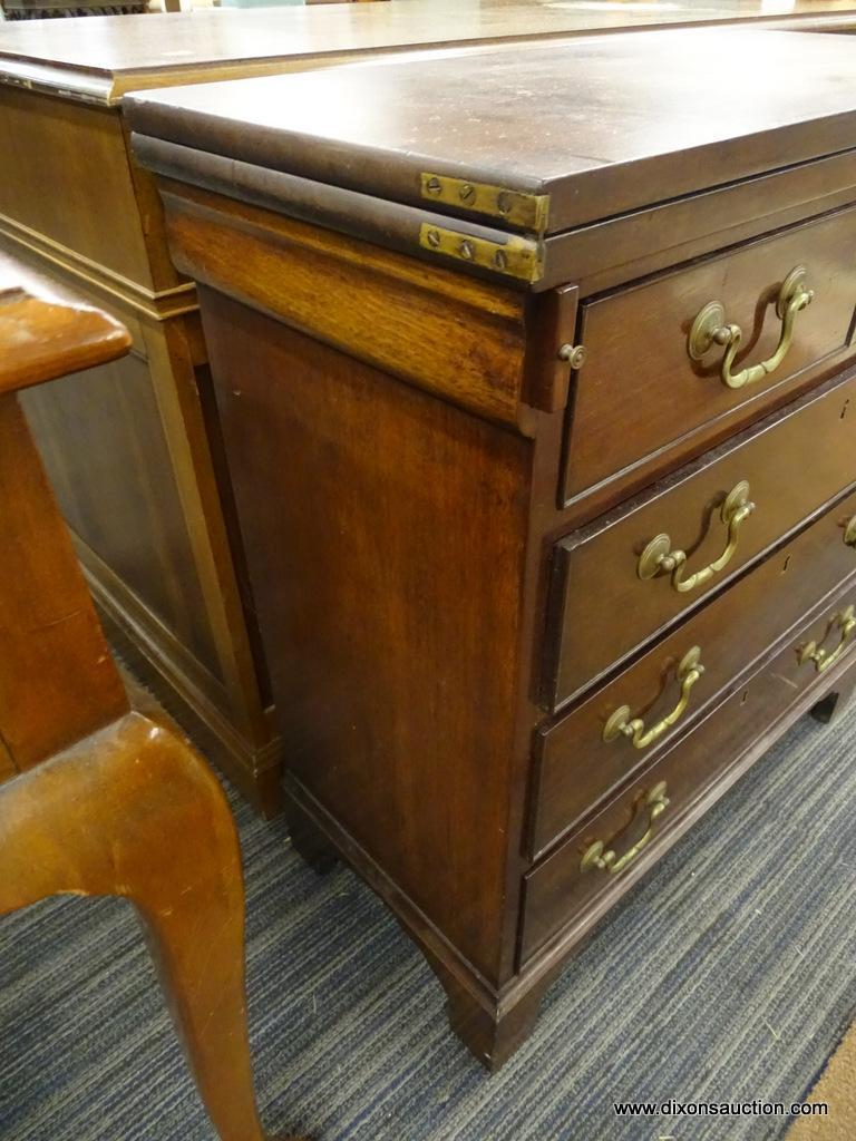 BENJAMIN FERBER FLIP FRONT CHEST OF DRAWERS; MAHOGANY CHEST OF DRAWERS WITH A FLIP FRONT TABLE TOP A