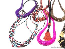 LOT OF ASSORTED NECKLACES; LOT INCLUDES 9 MULTI-STRAND NECKLACES AND SINGLE STRAND CHOKERS IN A