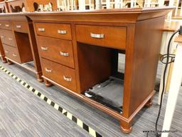 (R1) DARK STAINED WOODEN DRESSER; SOLID WOOD IN A BEAUTIFUL DARK REDDISH WOOD GRAIN FINISH. WITH 4