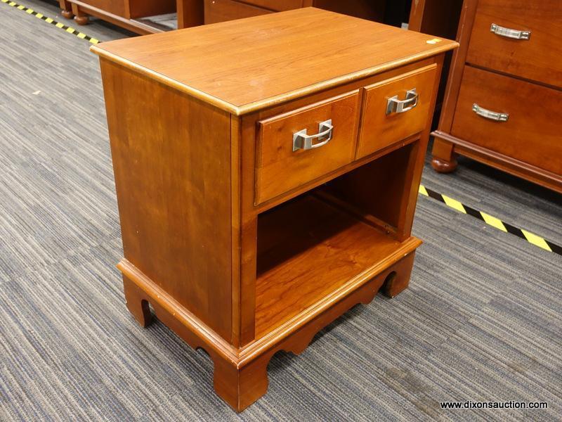 (R1) AMERICAN OF MARTINSVILLE NIGHTSTAND; HAS SINGLE DRAWER WITH 2 CHROME PULLS ABOVE A LOWER