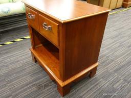 (R1) AMERICAN OF MARTINSVILLE NIGHTSTAND; HAS SINGLE DRAWER WITH 2 CHROME PULLS ABOVE A LOWER