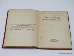 (SHOW) HARVARD LAW SCHOOL LIST 1915; HARDBACK BOOK THAT LISTS ALL OF THE PRACTICING ATTORNEY'S OF