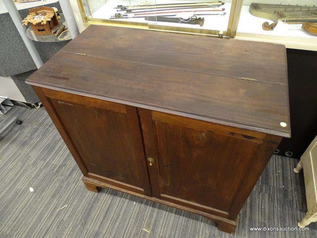 MAHOGANY HALF PRESS/DWARF PRESS; CIRCA 1700. HAS A CHIPPENDALE APPLIED BRACKET BASE ON A DOVETAILED