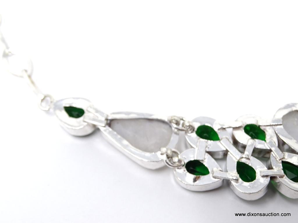 DESIGNER GEMSTONE COLLAR NECKLACE; NEW 18-22" GORGEOUS LARGE DESIGNER FACETED COLLAR NECKLACE WITH