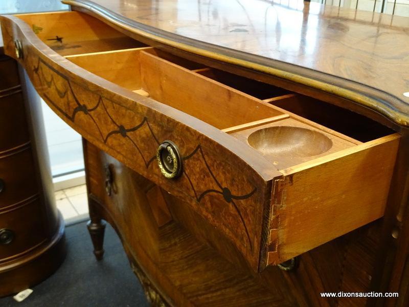 (WINDOW) FRENCH STYLE COMMODE CHEST; BEAUTIFUL CHEST OF DRAWERS WITH A SMALLER TOP DRAWER AND A 2