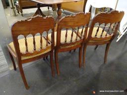 (R2) WALNUT SIDE CHAIRS; SET OF 6 EMPIRE STYLE SIDE CHAIRS WITH SPINDLE BACK AND LEAF CARVED