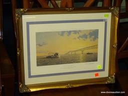 JOHN MORTON BARBER FRAMED PRINT; "DAWN'S EARLY LIGHT" BY JOHN MORTON BARBER SHOWS THE SUN SETTING