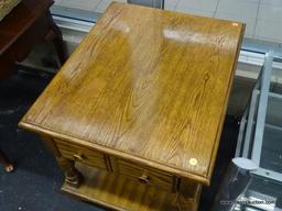 (WINDOW) HUNTLEY FURNITURE BY THOMASVILLE SIDE TABLE; WOODEN END TABLE WITH A SINGLE TOP DRAWER