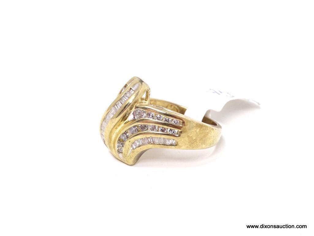 LADIES 14KT YELLOW GOLD & APPROX. 1.50CTW DIAMOND DINNER RING, RETAILS $ 2995.00. SIZE 7.5