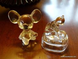 (LR) LOT OF ASSORTED KNICK KNACKS; 10 PIECE LOT OF ASSORTED KNICK KNACKS TO INCLUDE 3 GLASS MICE, AN