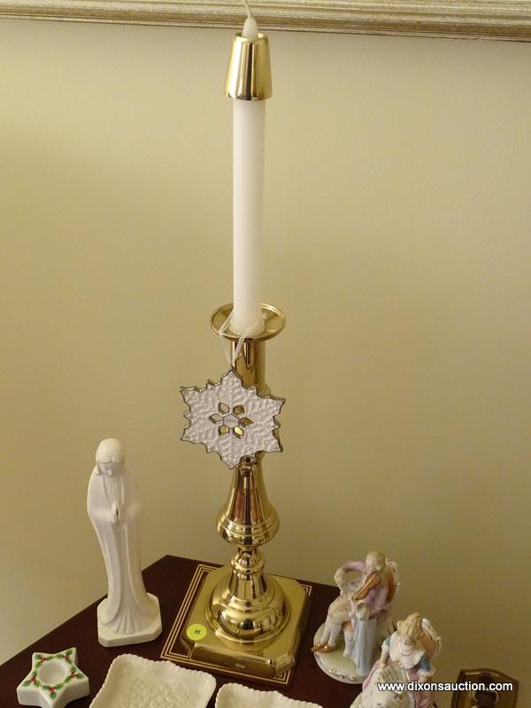 (LR) LOT OF ASSORTED KNICK KNACKS; LOT TO INCLUDE A BRASS CANDLESTICK (13.25" TALL), 2 AVON PANDAS,