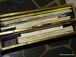 (FOYER) MAGAZINE HOLDER; BRASS EMBOSSED MAGAZINE HOLDER- 14 IN X 6 IN X 11 IN