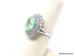 .925 TRANSLUCENT AFRICA EMERALD RING; NEW GORGEOUS OVER 10 CT FACETED UNHEATED AFRICAN TRANSLUCENT