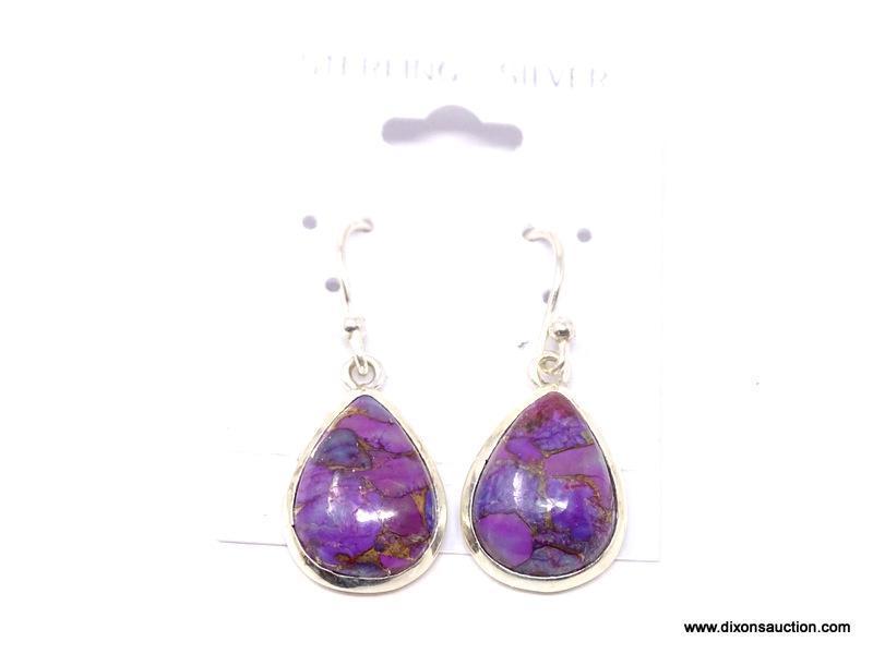 .925 COPPER TURQUOISE EARRINGS; 1 1/8" NEW COPPER PURPLE TURQUOISE EARRINGS. RETAIL PRICE $59.00.