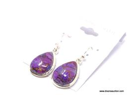 .925 COPPER TURQUOISE EARRINGS; 1 1/8" NEW COPPER PURPLE TURQUOISE EARRINGS. RETAIL PRICE $59.00.