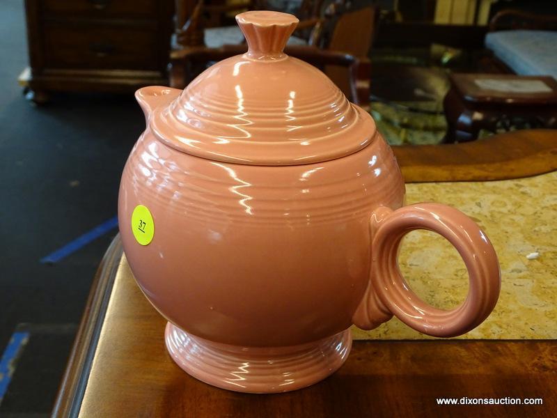 (R1) FIESTAWARE PINK TEAPOT WITH LID.