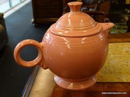 (R1) FIESTAWARE PINK TEAPOT WITH LID.