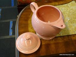 (R1) FIESTAWARE PINK TEAPOT WITH LID.