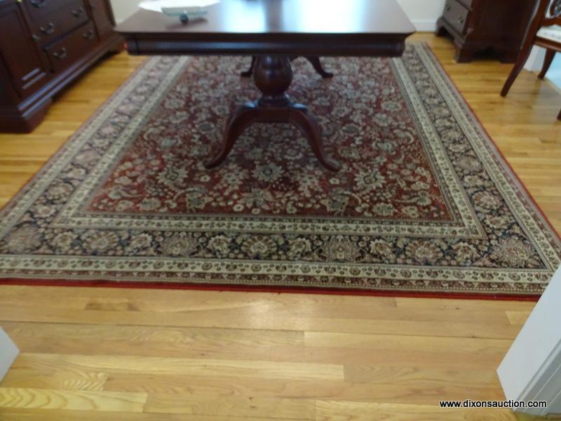 (DR) RUG; MACHINE MADE ORIENTAL STYLE RUG IN MAROON AND IVORY- 99 IN X 117 IN