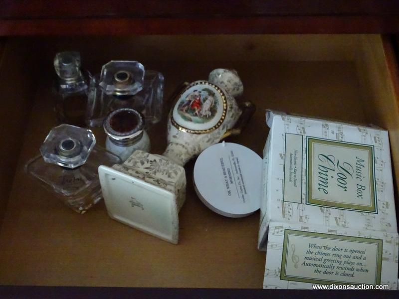 (MBED) DRAWER CONTENTS; CONTENTS OF 3 DRAWERS OF DRESSER TO INCLUDE LADIES GLOVES, EMPIRE PORCELAIN