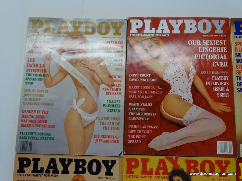 1991 PLAYBOY MAGAZINES; 10 PIECE LOT OF 1991 PLAYBOY MAGAZINES TO INCLUDE EVERY MONTH BUT JUNE AND