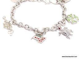 .925 STERLING SILVER LADIES SOLID CHARM BRACELETS. 26.1