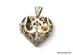 .925 STERLING SILVER LADIES LARGE FILIGREE HEART PENDANT. 14