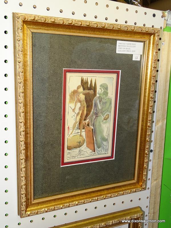 SALVADOR DALI "BENVENUTO CELLINI" FRAMED PRINT; THIS VINTAGE PIECE IS COPIED FROM THE ORIGINAL PIECE