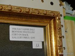 SALVADOR DALI "BENVENUTO CELLINI" FRAMED PRINT; THIS VINTAGE PIECE IS COPIED FROM THE ORIGINAL PIECE